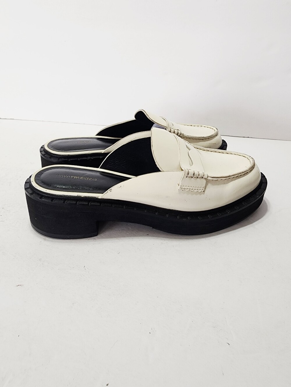 Reformation Angie White Penny Loafers with Black Sole Size 5.5 - Picture 4 of 11